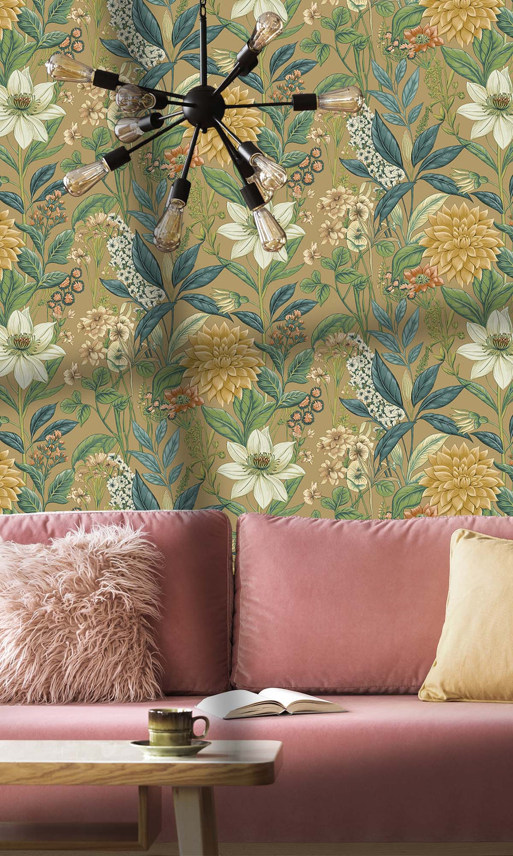 Gold Cascading Anemone Wallpaper R10262