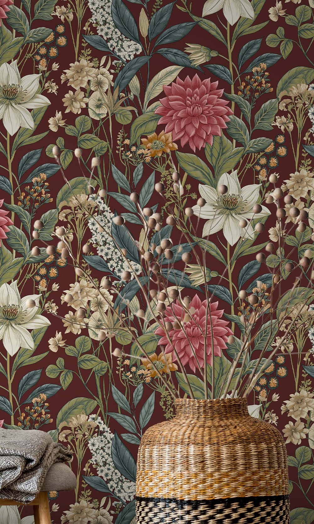 Berry Cascading Anemone Wallpaper R10263