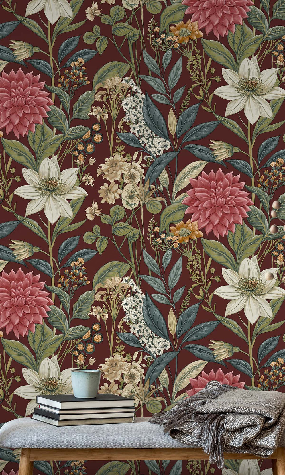 Berry Cascading Anemone Wallpaper R10263