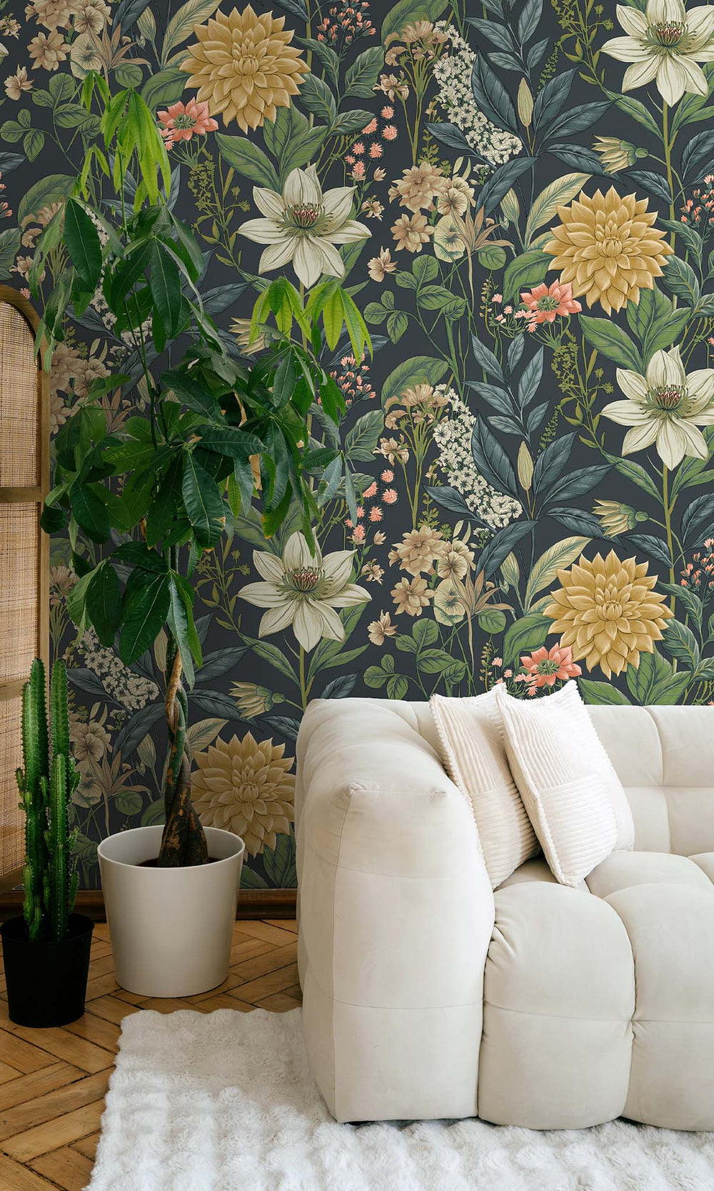 Navy Cascading Anemone Wallpaper R10264