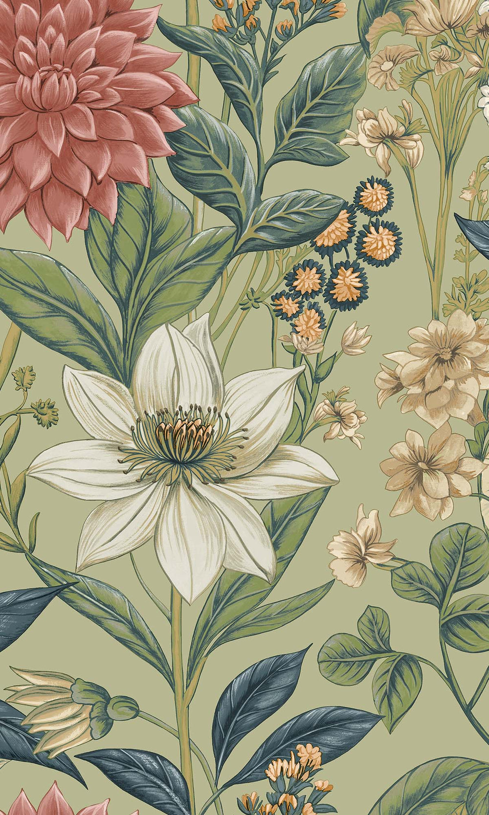 Sage Cascading Anemone Wallpaper R10265