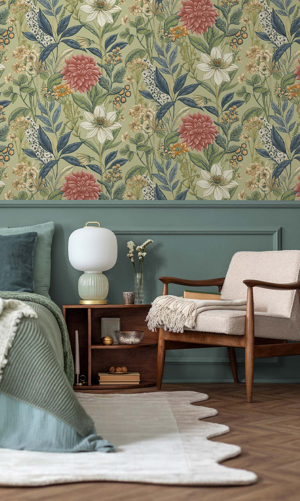 Sage Cascading Anemone Wallpaper R10265
