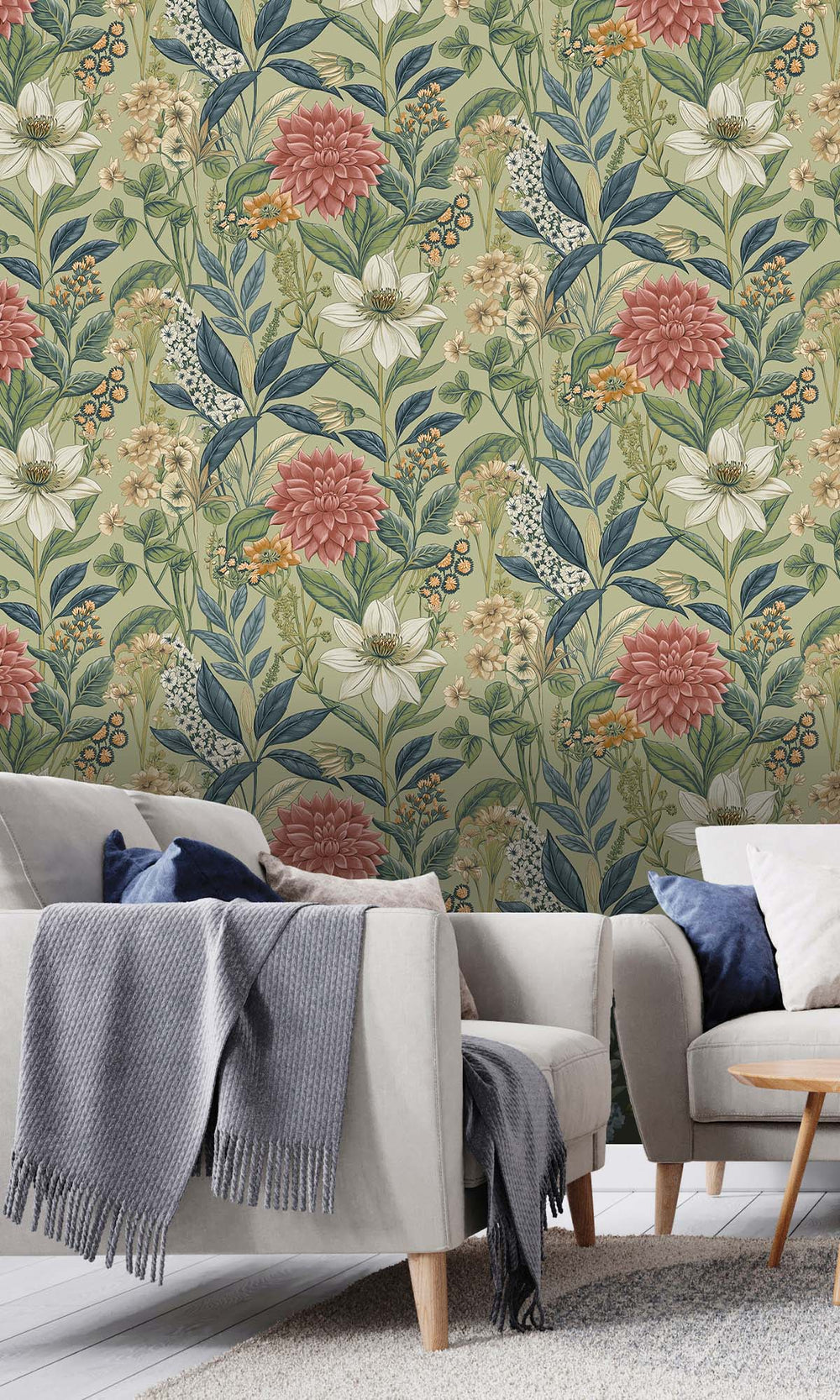 Sage Cascading Anemone Wallpaper R10265