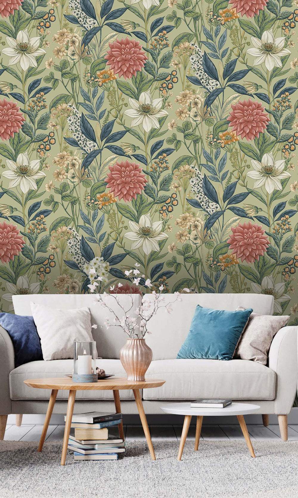 Sage Cascading Anemone Wallpaper R10265