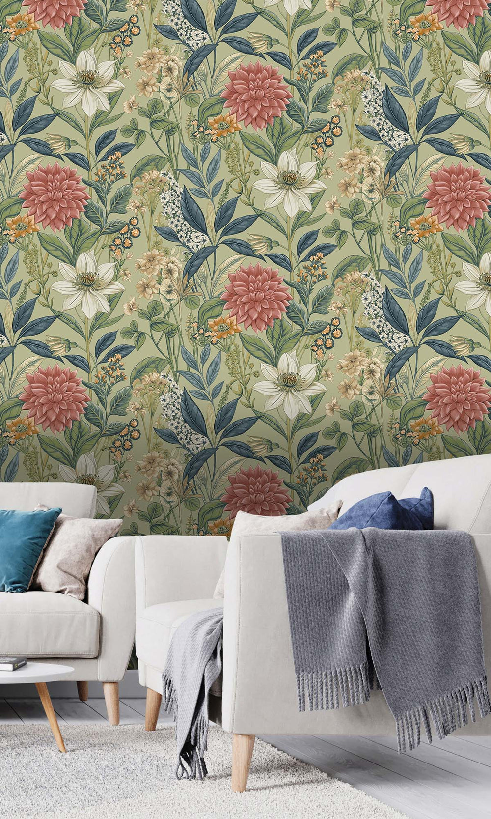 Sage Cascading Anemone Wallpaper R10265
