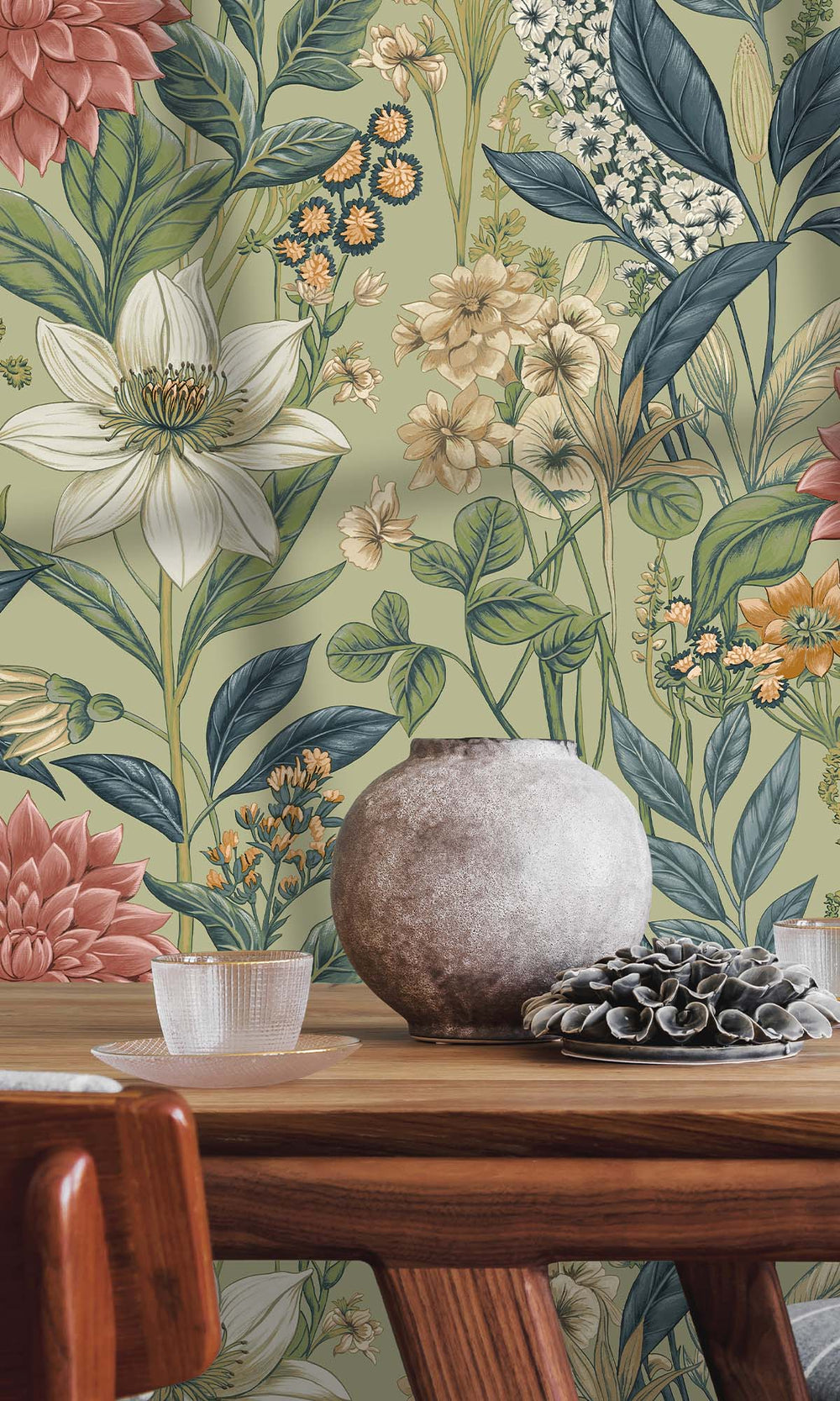 Sage Cascading Anemone Wallpaper R10265