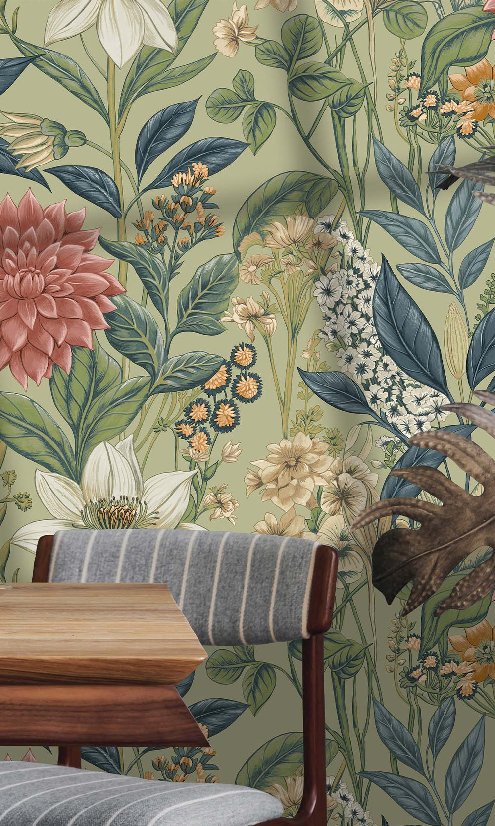 Sage Cascading Anemone Wallpaper R10265