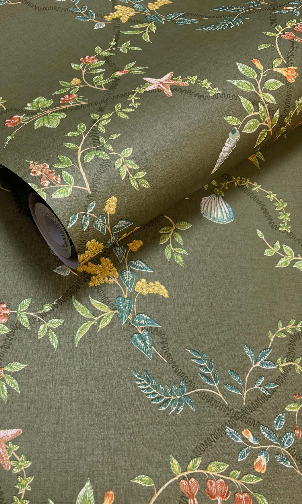 Green Floral Ocean Trellis Wallpaper R10266