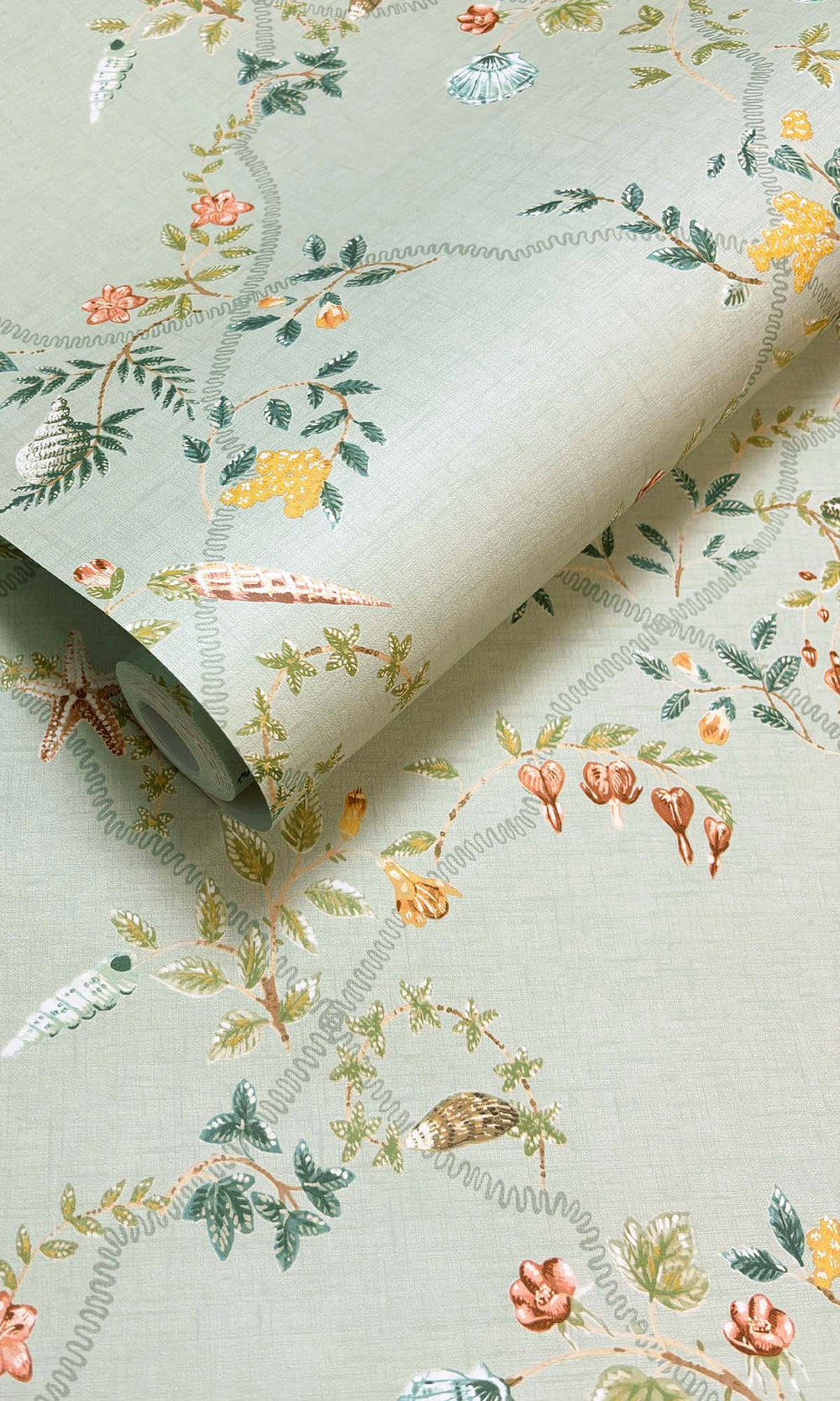 Duck Egg Blue Floral Ocean Trellis Wallpaper R10267