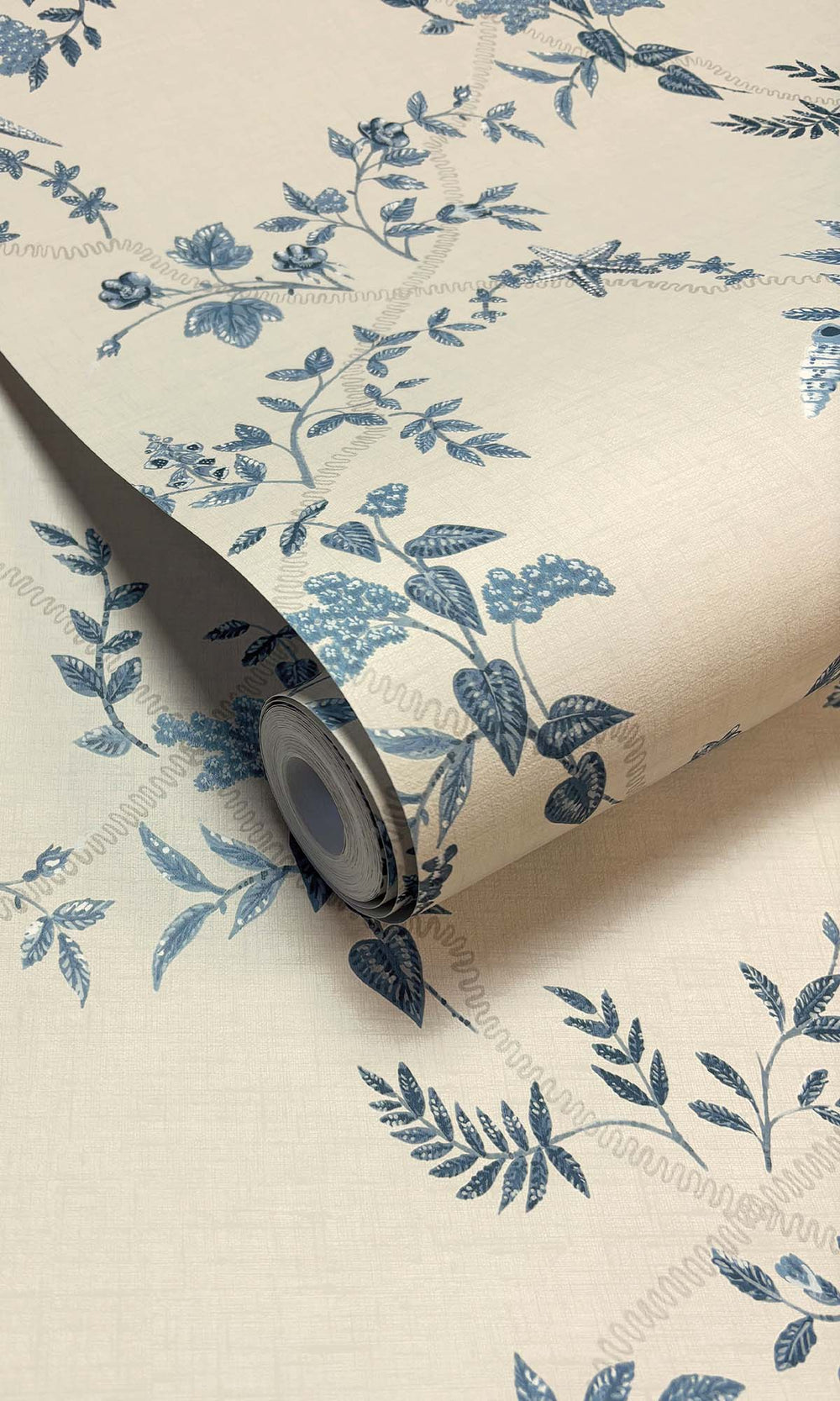 Blue/Cream Floral Ocean Trellis Wallpaper R10269