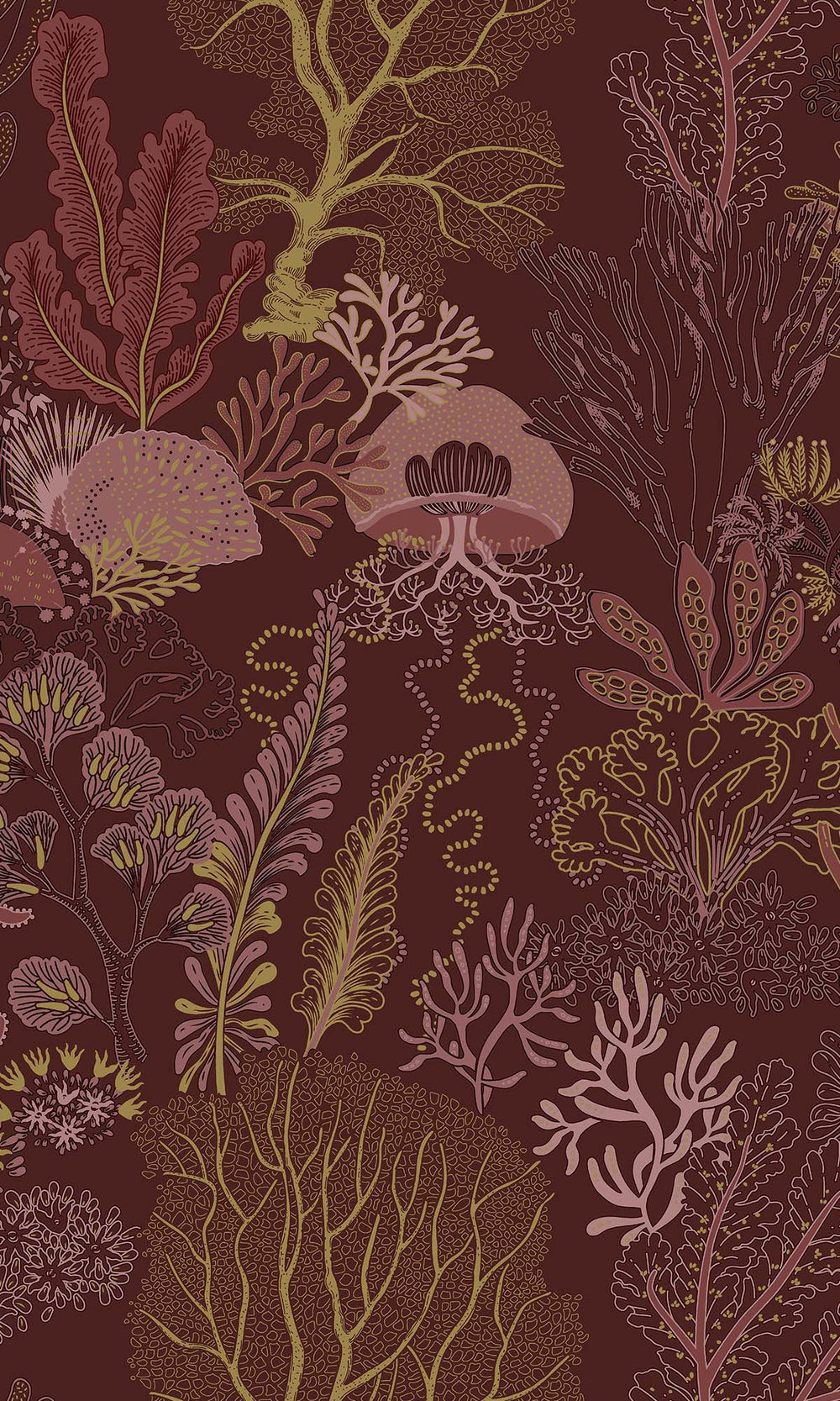 Berry Coral Silhouettes Wallpaper R10270