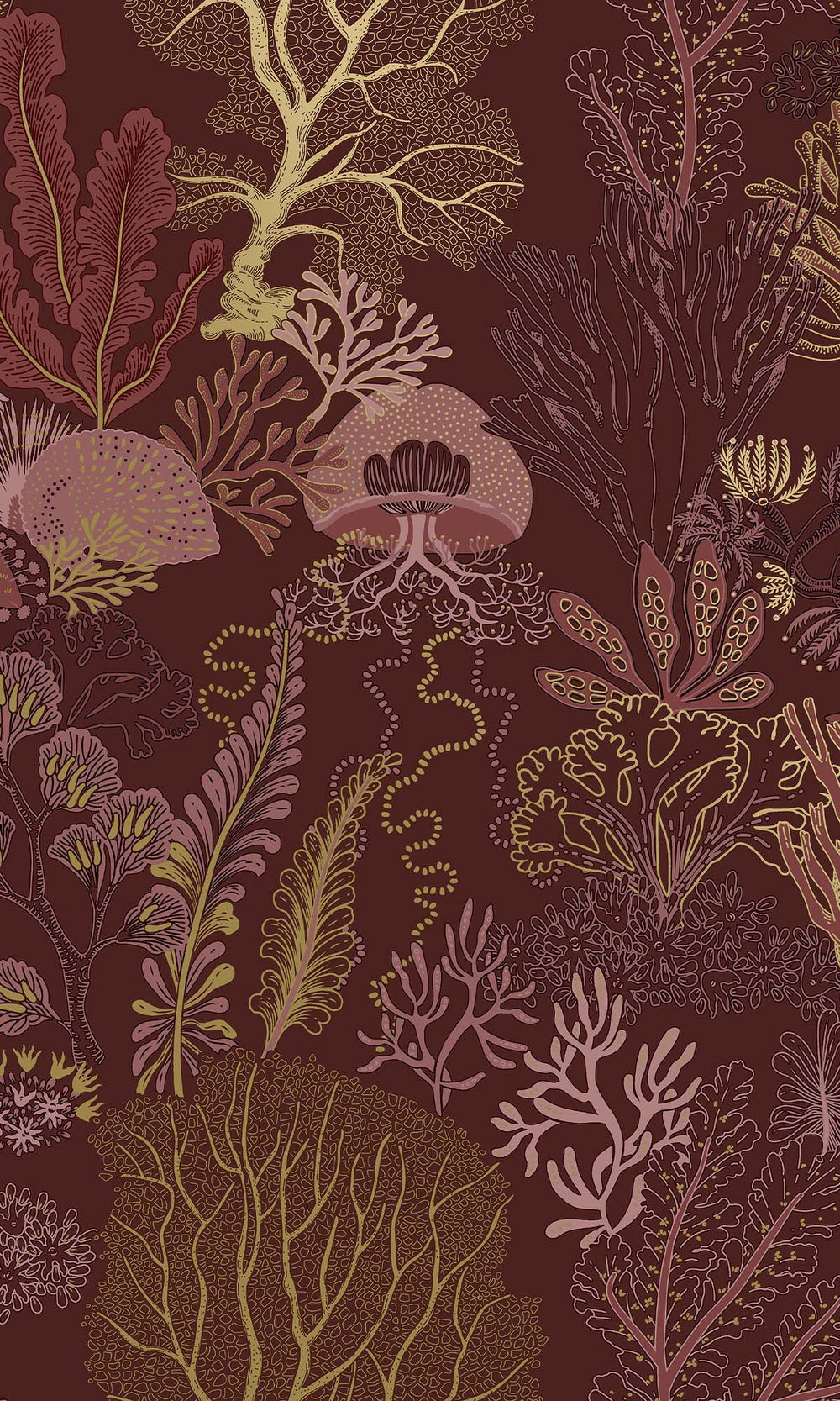 Berry Coral Silhouettes Wallpaper R10270