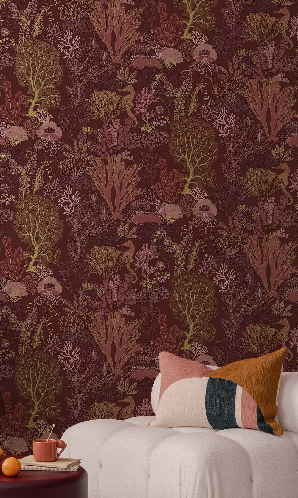 Berry Coral Silhouettes Wallpaper R10270