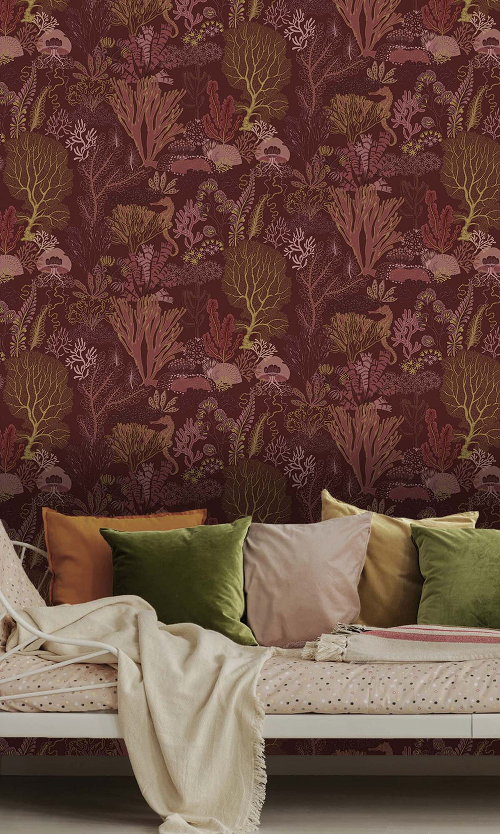 Berry Coral Silhouettes Wallpaper R10270