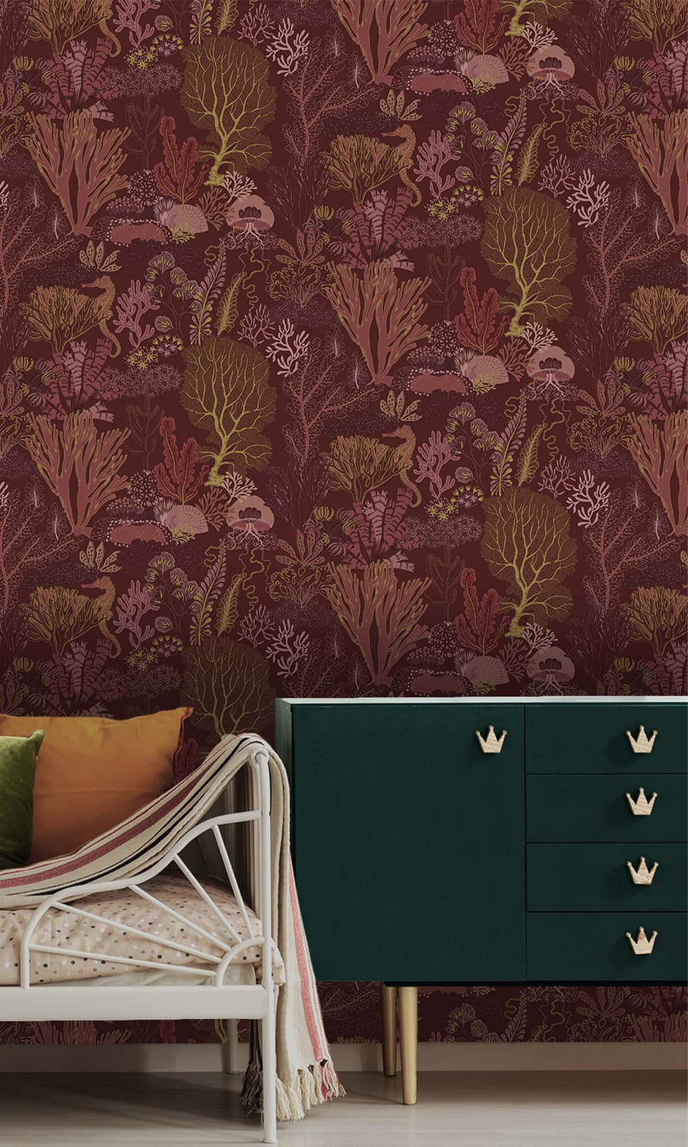 Berry Coral Silhouettes Wallpaper R10270