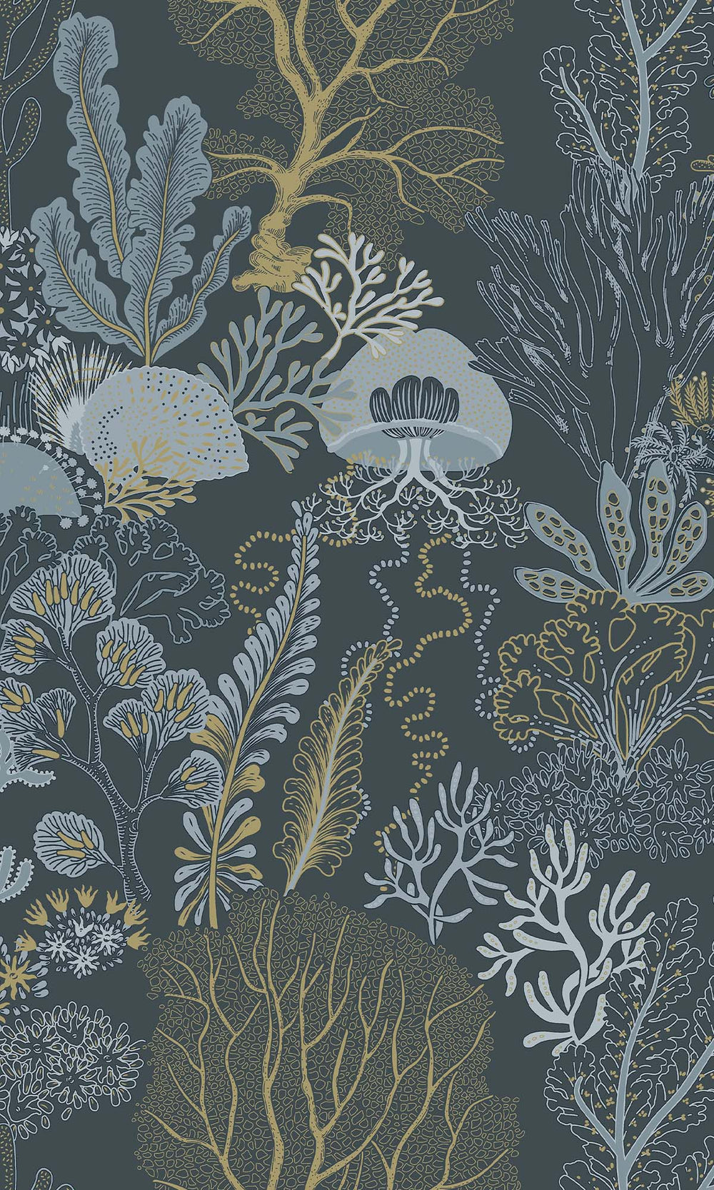 Navy Coral Silhouettes Wallpaper R10271