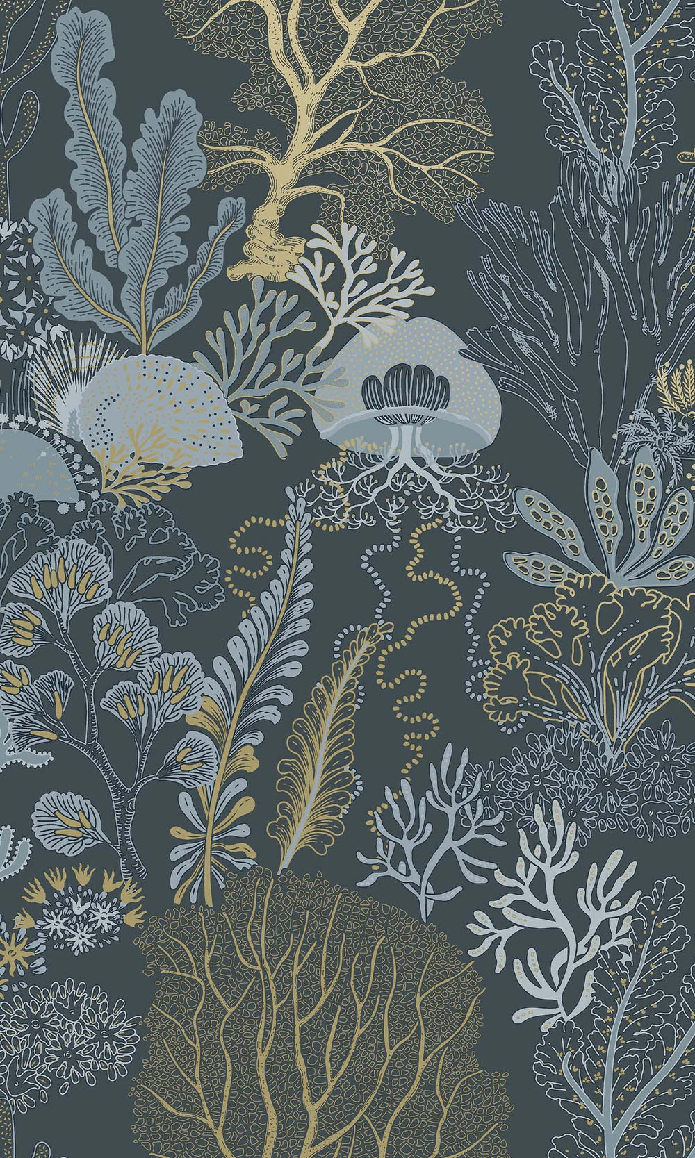 Navy Coral Silhouettes Wallpaper R10271