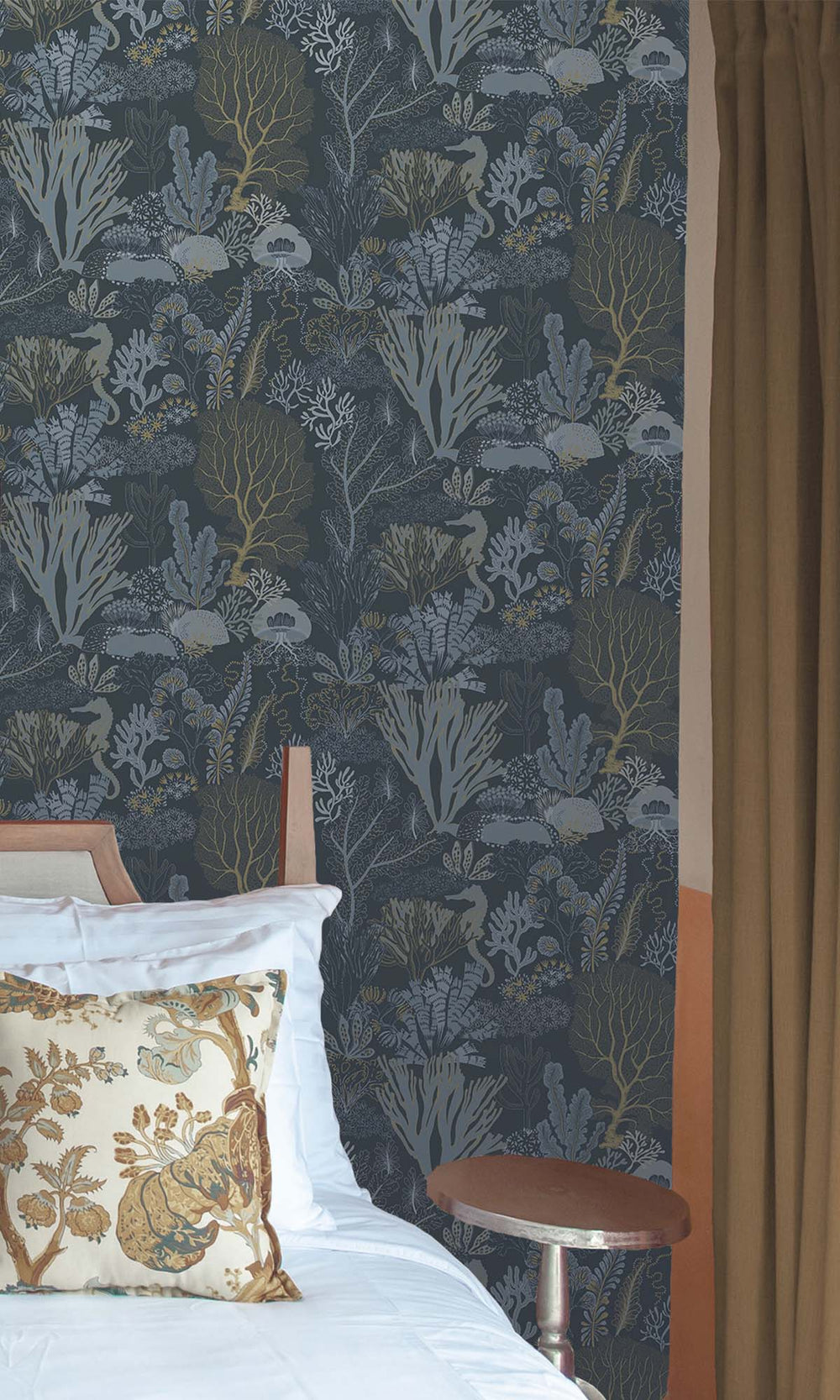 Navy Coral Silhouettes Wallpaper R10271