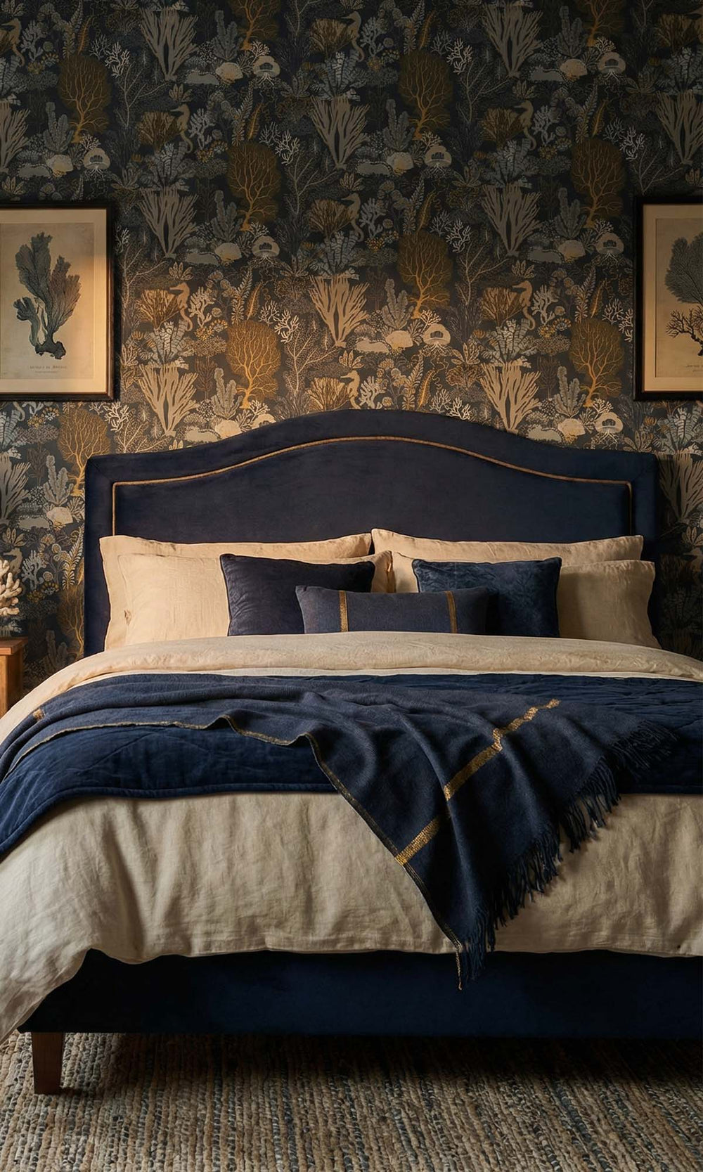 Navy Coral Silhouettes Wallpaper R10271