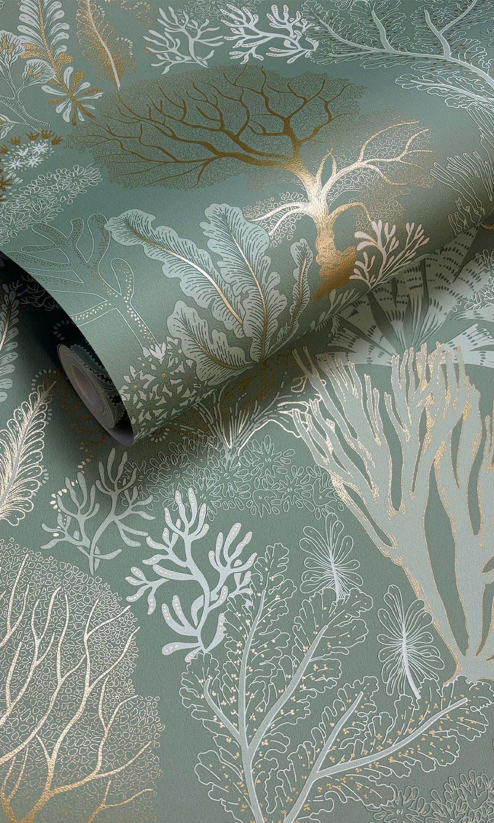 Aqua Coral Silhouettes Wallpaper R10272