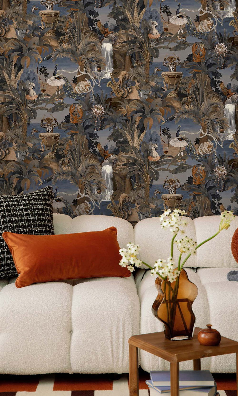 Navy Tropical Beach Life Wallpaper R10274