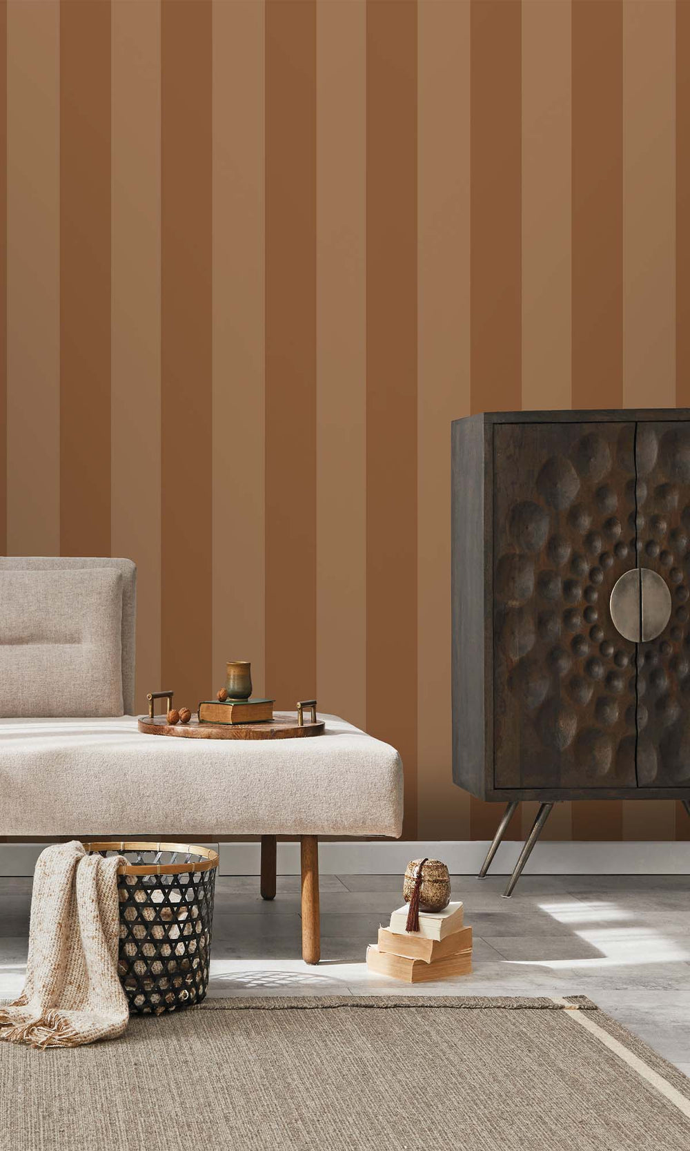 Rust Bold Stripes Wallpaper R10276