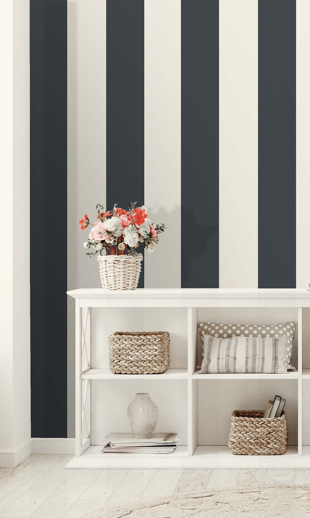 Navy Bold Stripes Wallpaper R10278