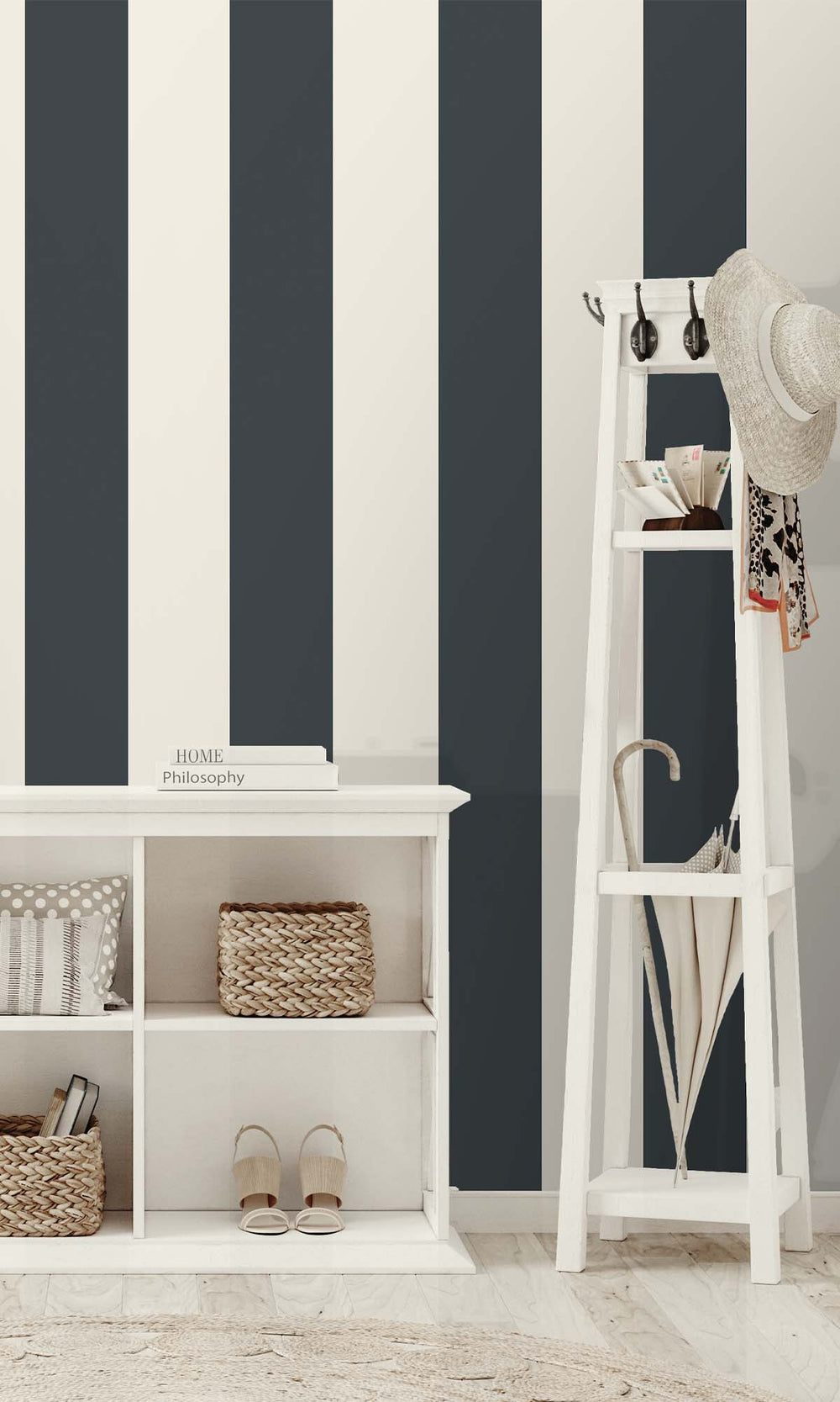 Navy Bold Stripes Wallpaper R10278