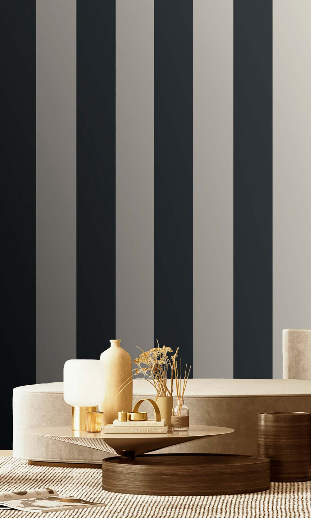 Navy Bold Stripes Wallpaper R10278