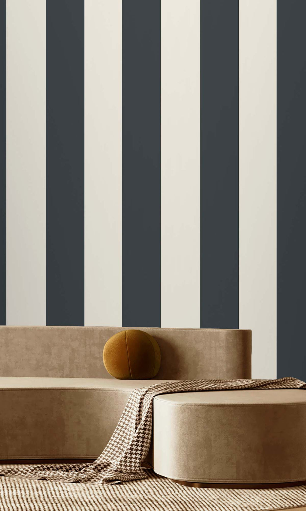 Navy Bold Stripes Wallpaper R10278