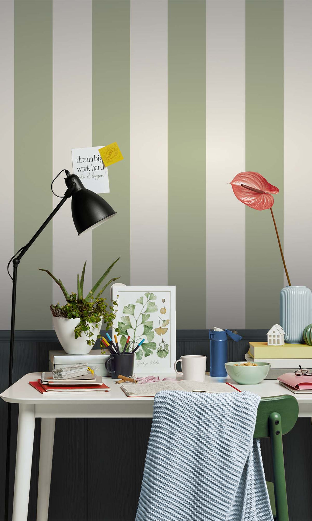 Sage Bold Stripes Wallpaper R10279