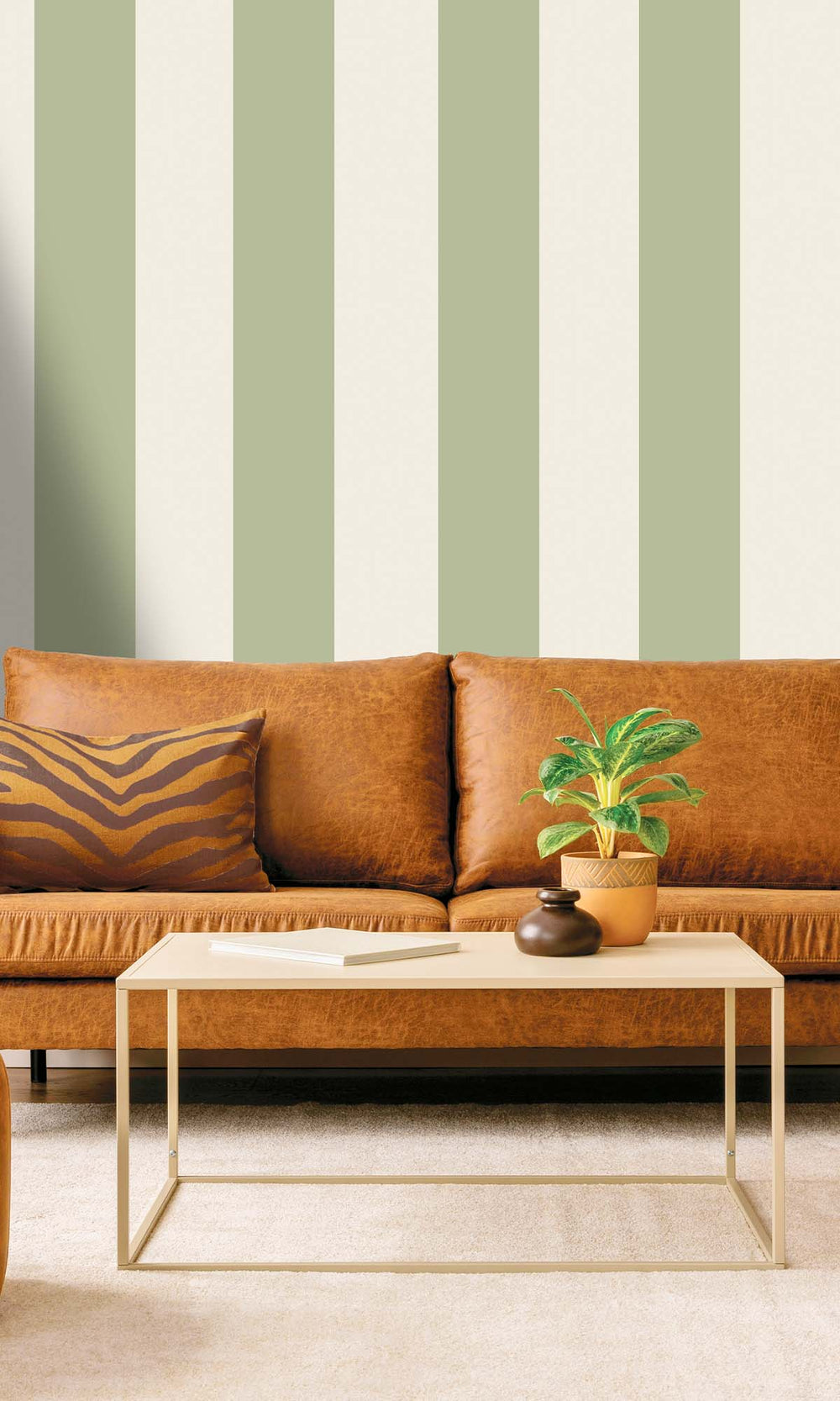 Sage Bold Stripes Wallpaper R10279