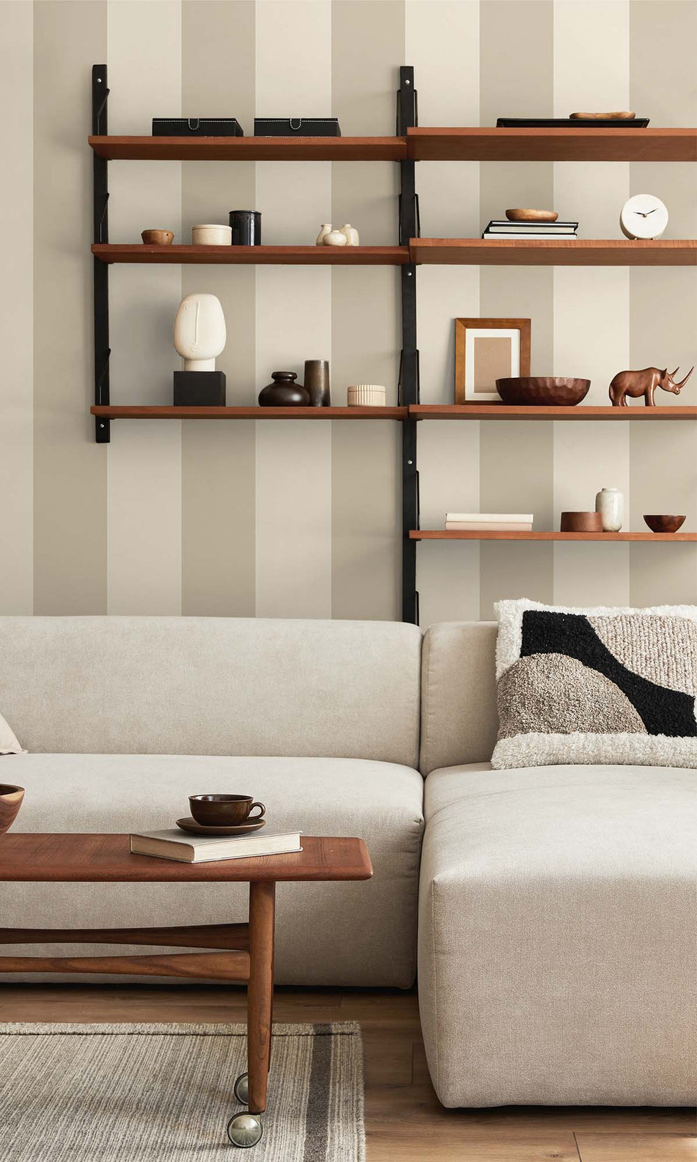 Beige Bold Stripes Wallpaper R10280
