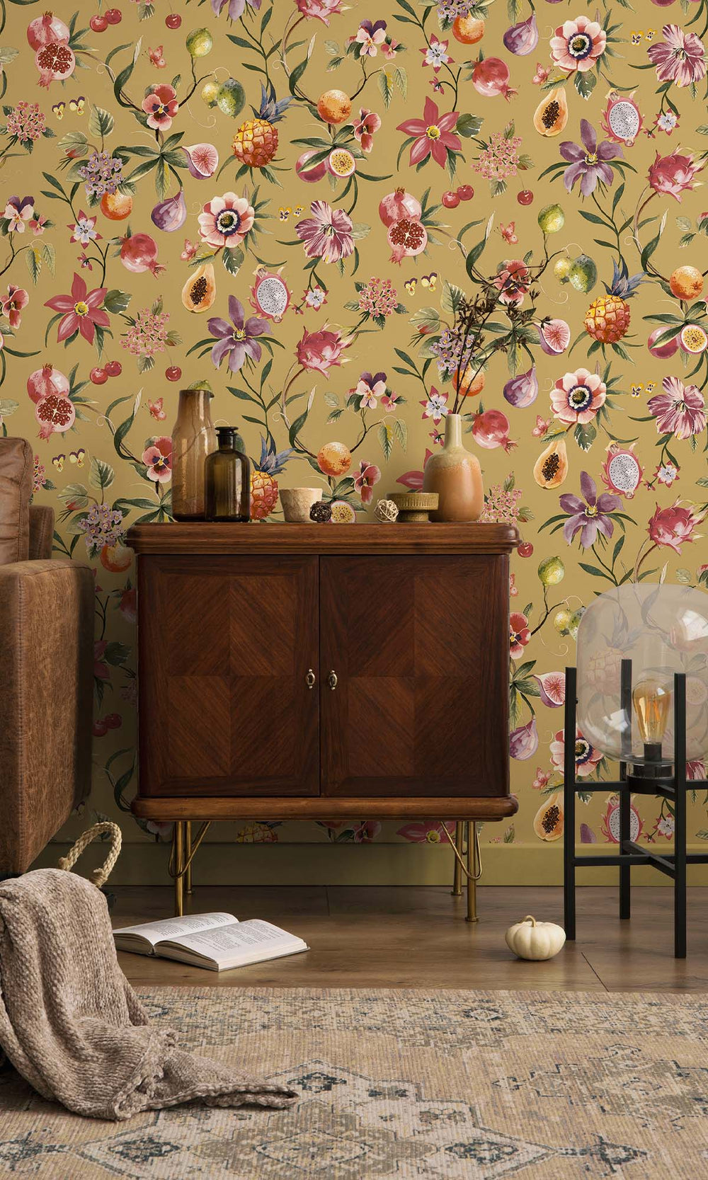 Ochre Exotic Tropics Wallpaper R10283