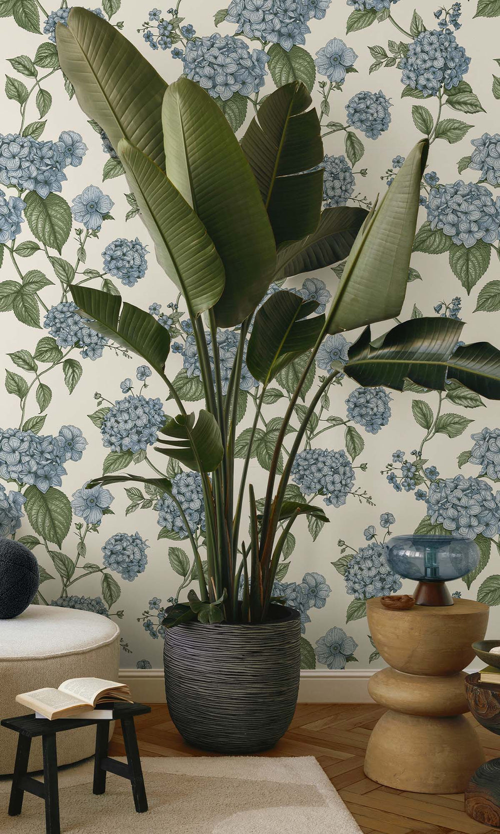 Blue/Green Elegant Hydrangea Wallpaper R10285