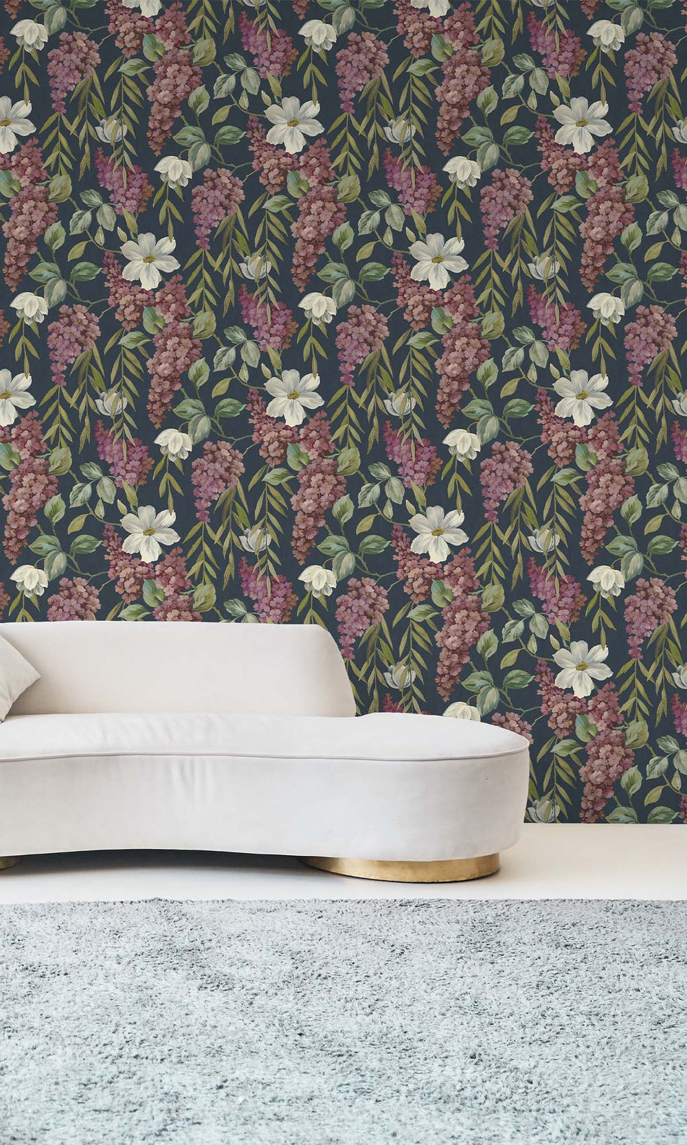 Navy Iconic Buddleia Wallpaper R10287
