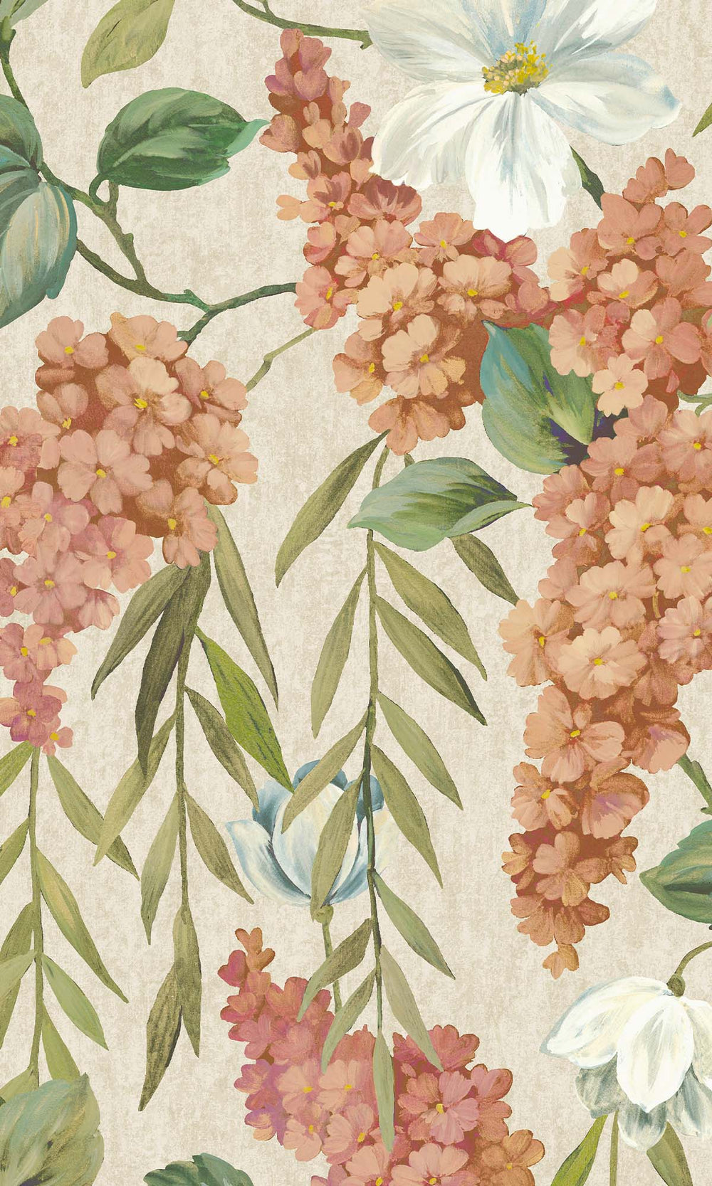Coral/Beige Iconic Buddleia Wallpaper R10288