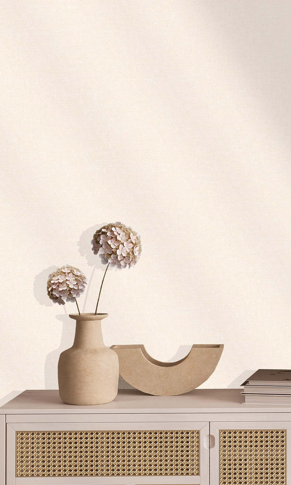Cream Faux Hemp Print Wallpaper R10290