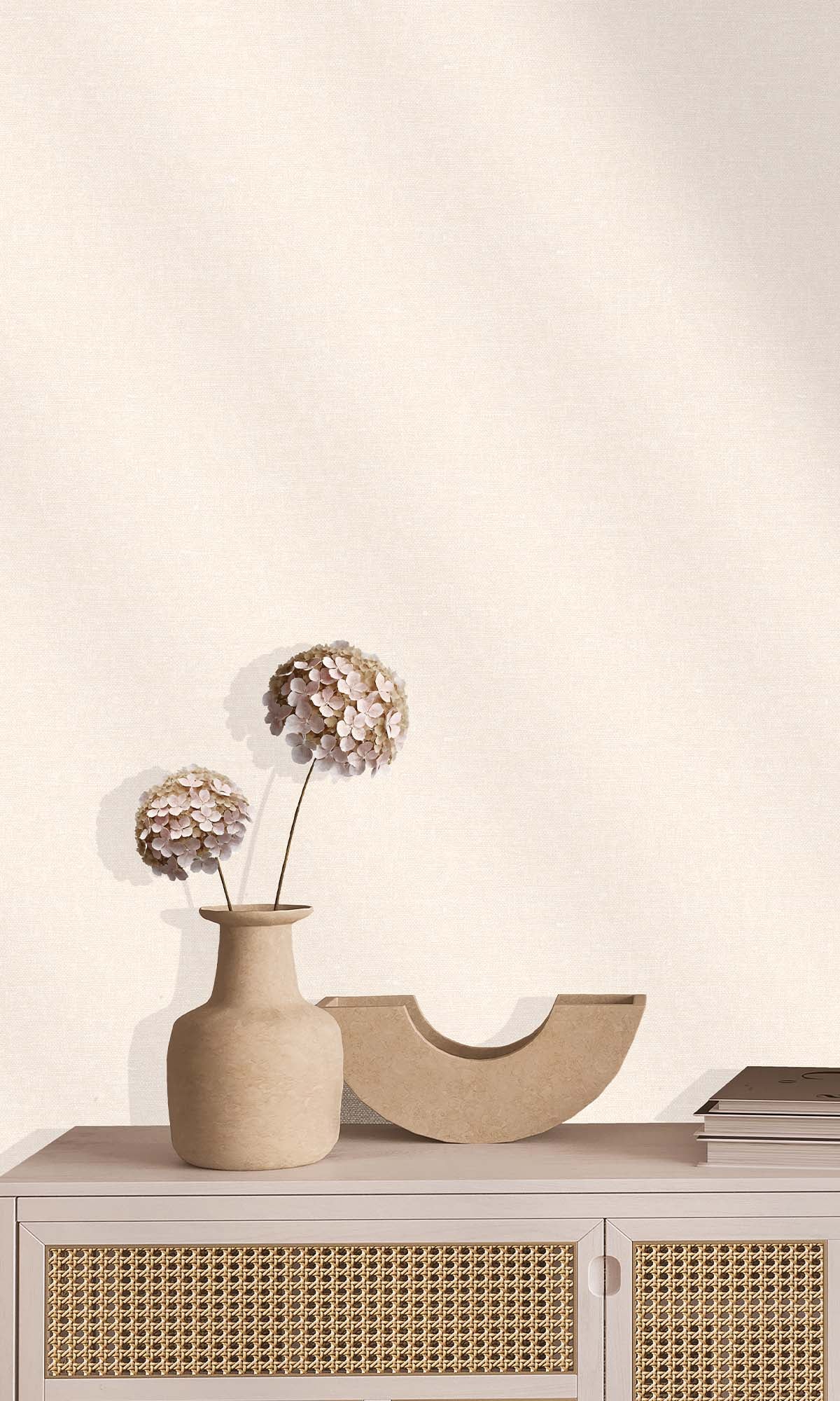Cream Faux Hemp Print Wallpaper R10290