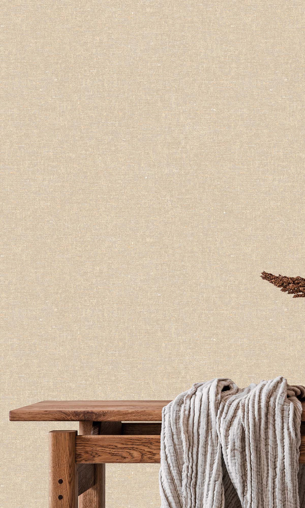 Warm Beige Faux Hemp Print Wallpaper R10292