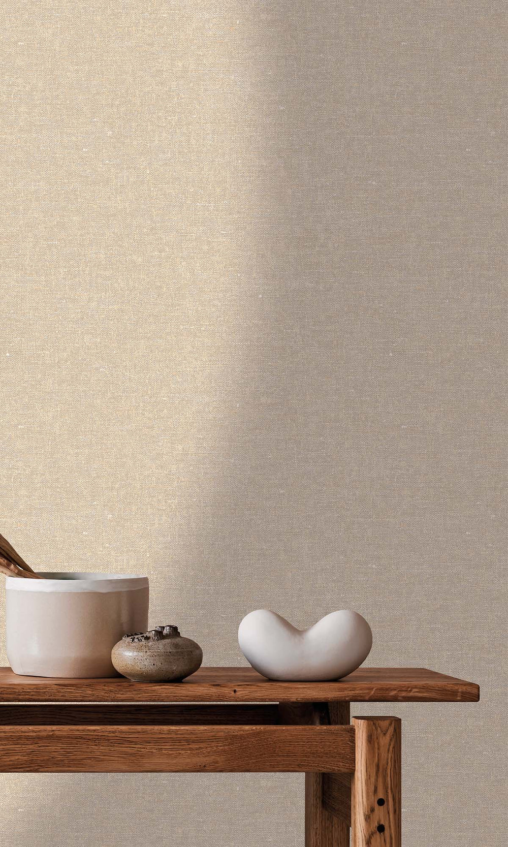 Warm Beige Faux Hemp Print Wallpaper R10292