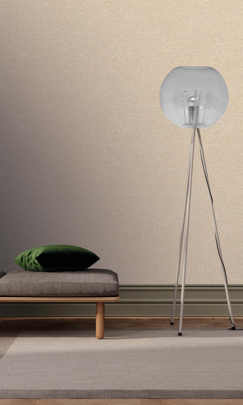 Warm Beige Faux Hemp Print Wallpaper R10292