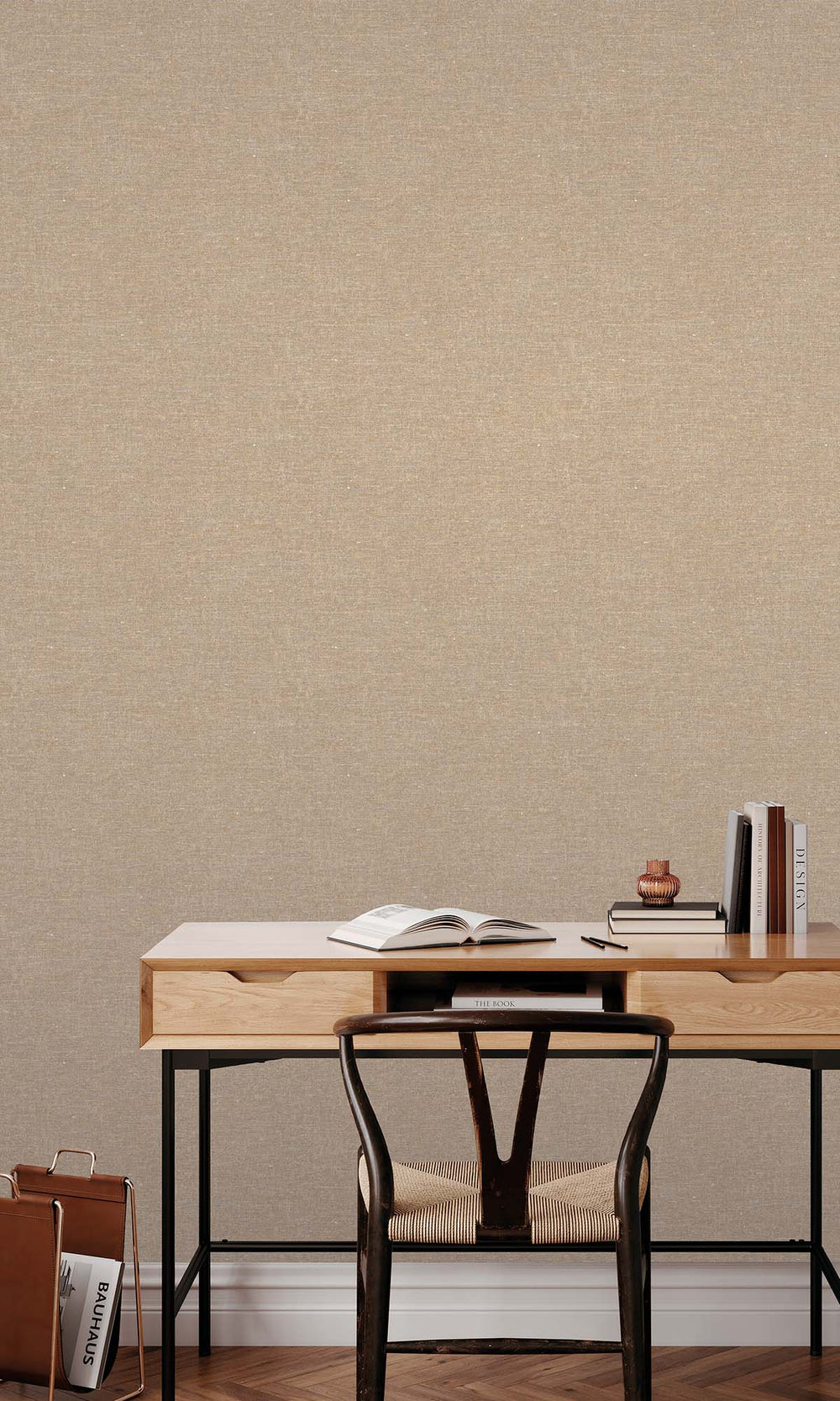 Taupe Faux Hemp Print Wallpaper R10293