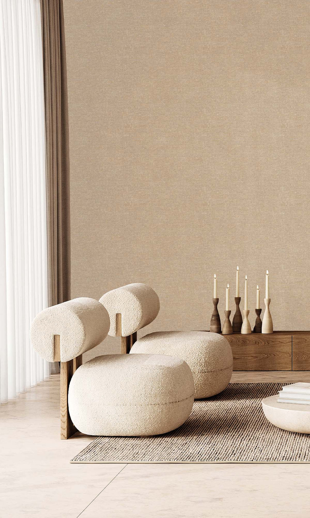 Taupe Faux Hemp Print Wallpaper R10293