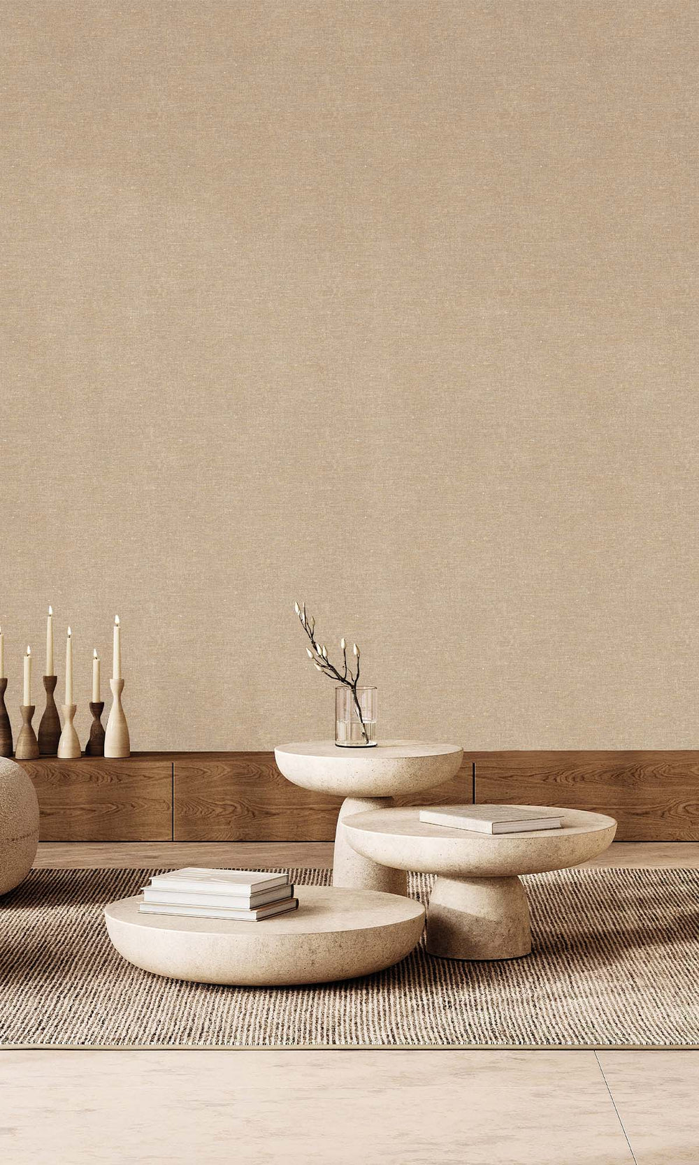 Taupe Faux Hemp Print Wallpaper R10293