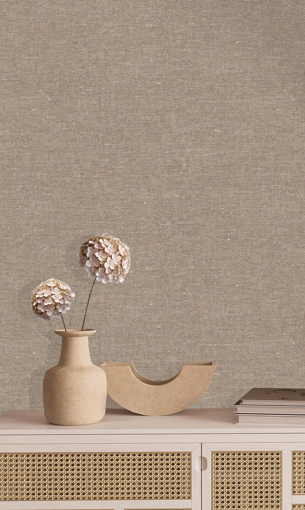 Roasted Cashew Faux Hemp Print Wallpaper R10295