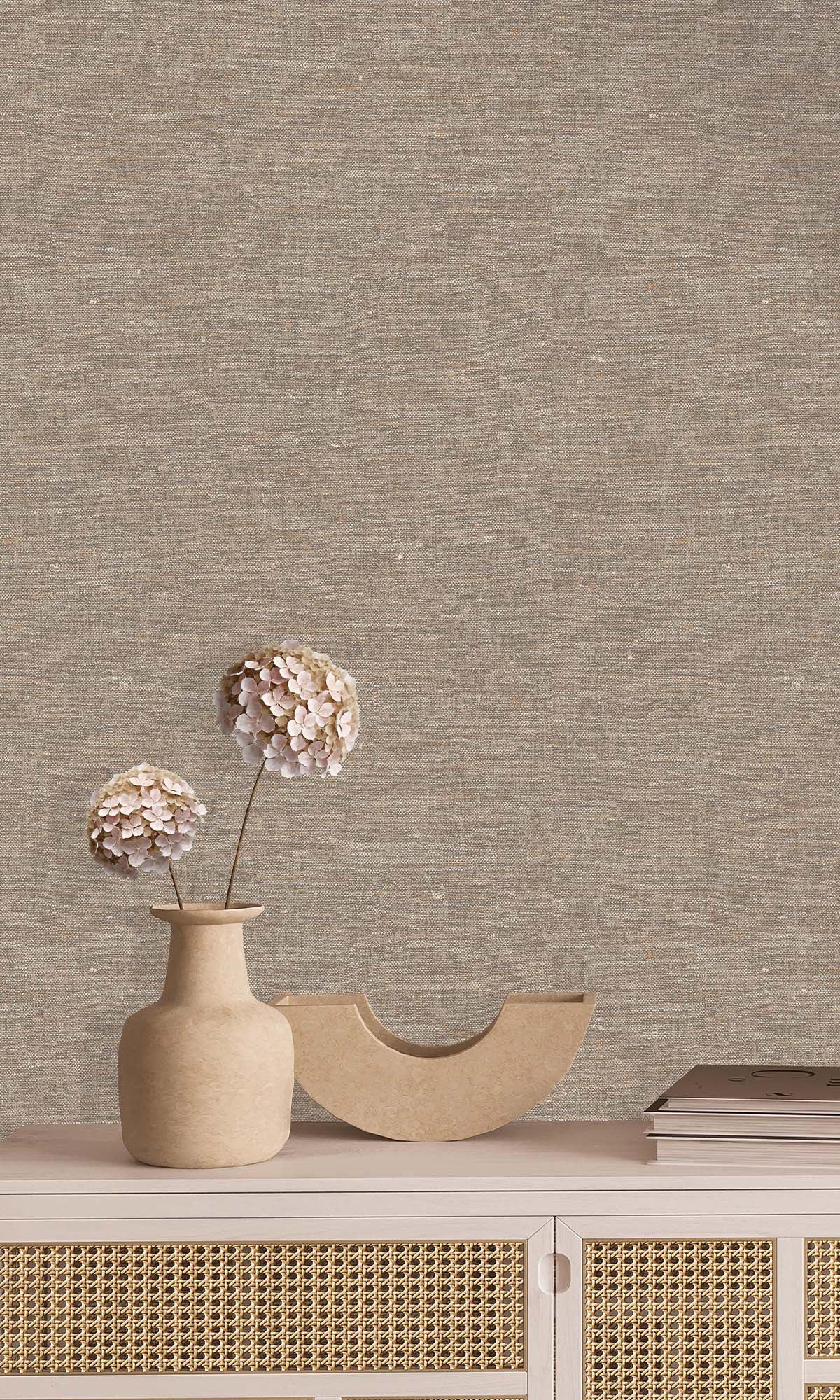 Roasted Cashew Faux Hemp Print Wallpaper R10295