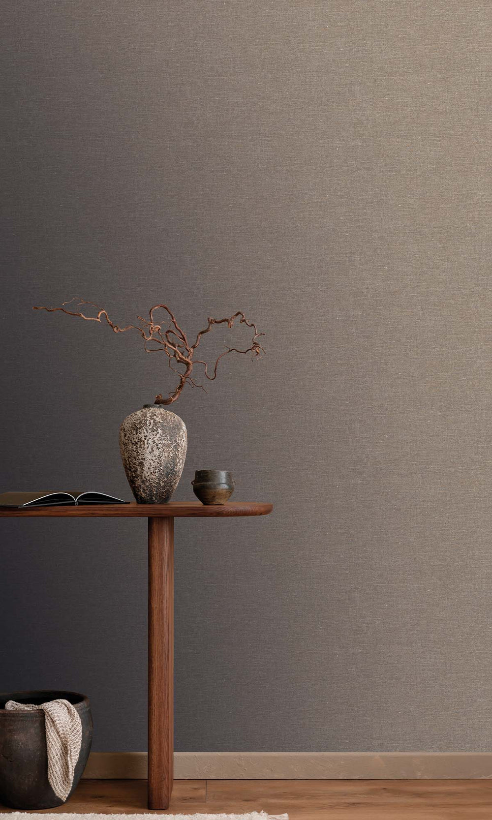 Roasted Cashew Faux Hemp Print Wallpaper R10295