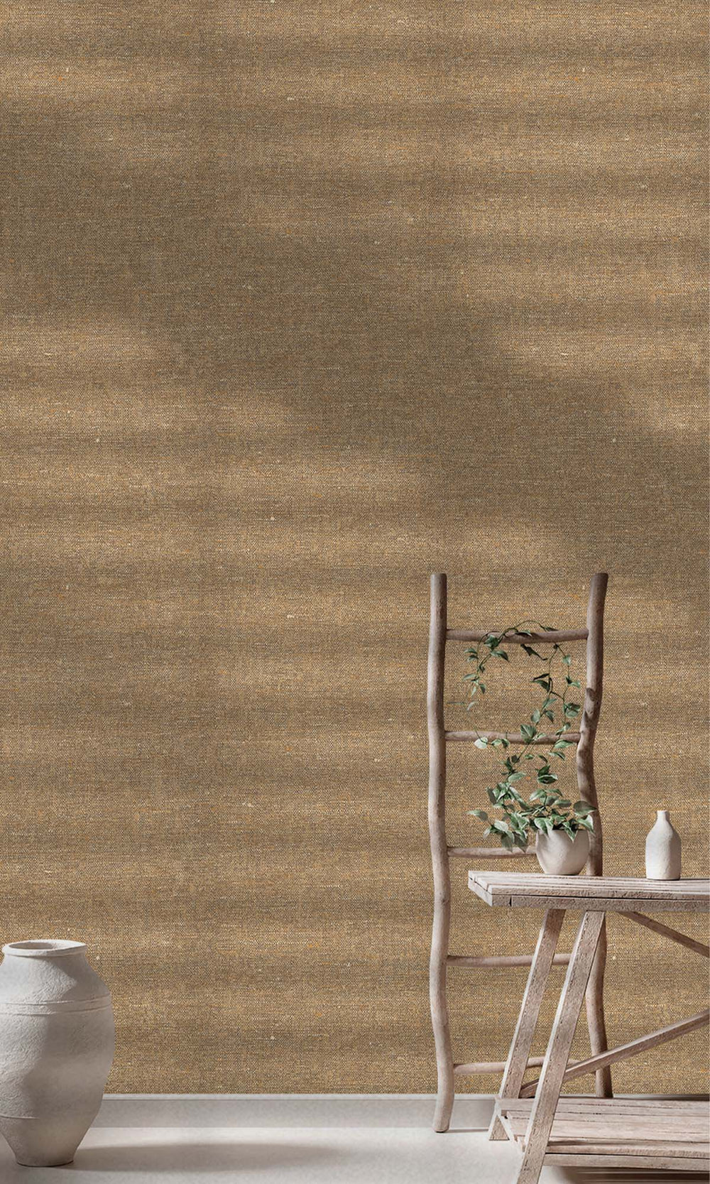 Ochre Faux Hemp Print Wallpaper R10296