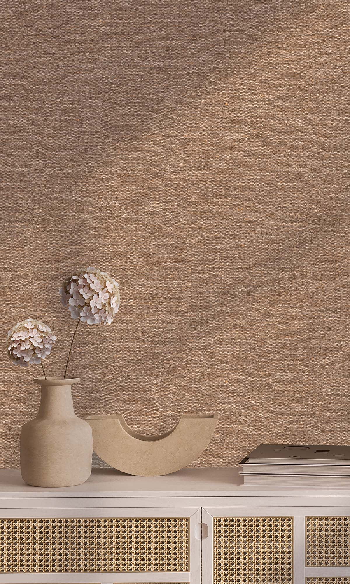 Imperial Brown Faux Hemp Print Wallpaper R10297